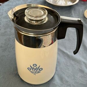 Corning Teapot Coffee Pot 6 cups with Lid & basket Excellent Condition